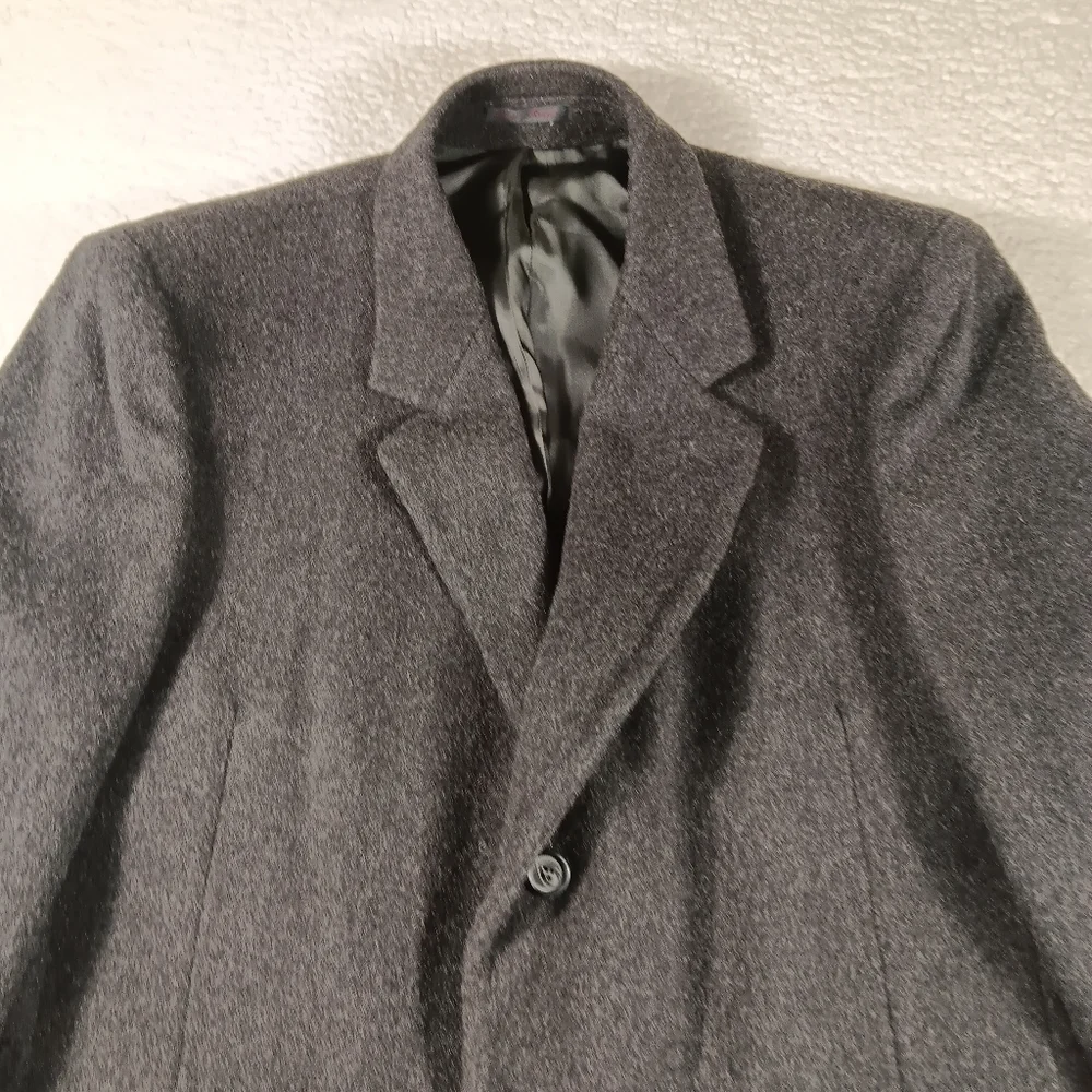 Vintage Nino Cerruti Coat Men’s 48r Gray Wool Cashmere Long Overcoat Peacoat